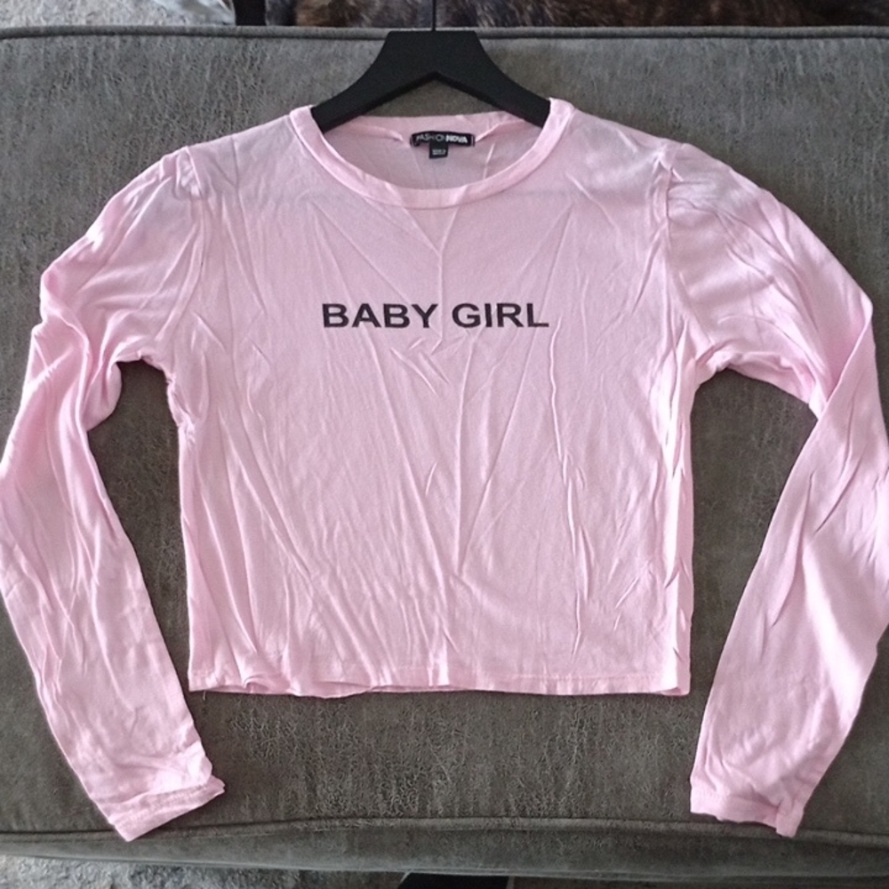 C) Fashion Nova Light Pink Baby Girl Long Sleeve Tee